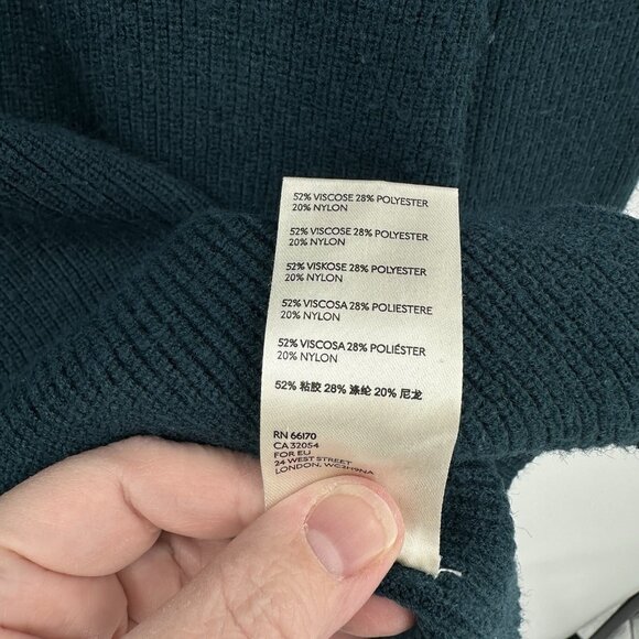 FREE PEOPLE turtleneck sweater oversized slouchy tunic dark green ribbed XS - Picture 9 of 11